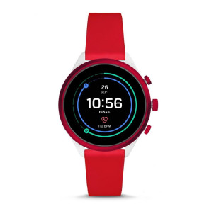 Uhrenarmband Smartwatch Fossil FTW6052 Silikon Rot 18mm